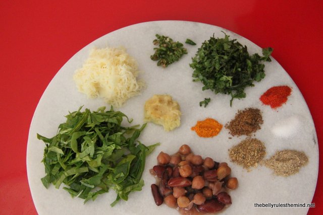 Ingredients for Spinach & Bean Patty