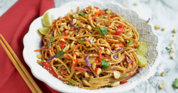 instant pot 10 minute spicy Thai noodle bowl