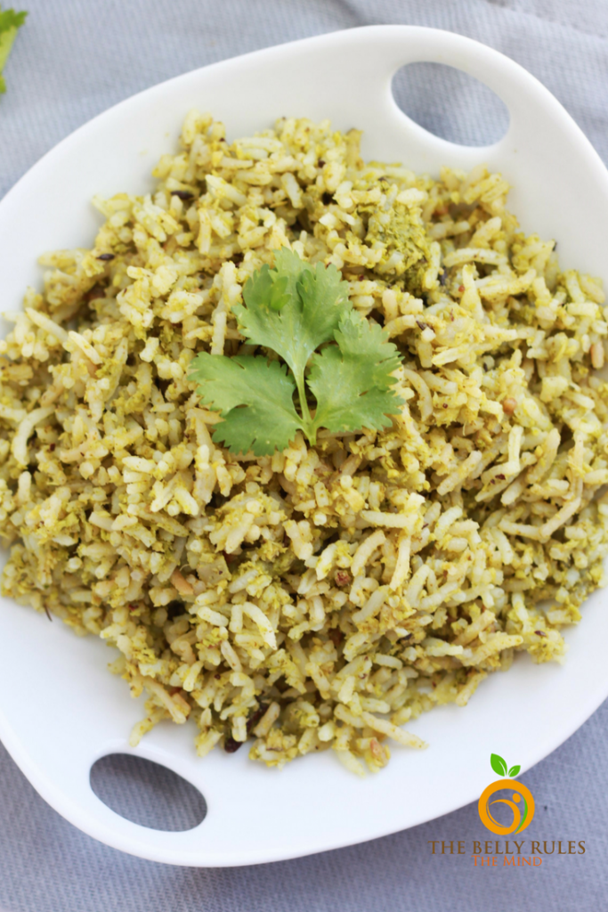Coconut Rice with Cilantro in a plate