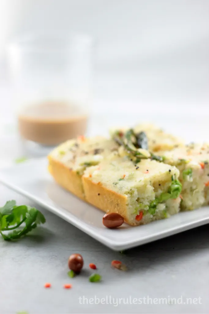 Moong Dal Dhokla ~ Savory Steamed Cake - MySpicyKitchen