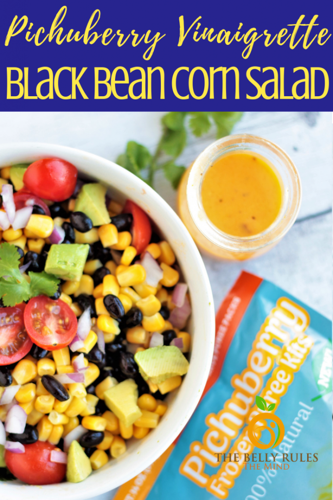 This is not just any Black Bean and Corn Salad recipe, this black bean salad is sure to tantalize your tastebuds with it's lipsmackingly delicious Pichuberry Vinaigrette. This salad comes together easily and is perfect when entertaining a crowd. Sure to impress a crowd, I promise. Vegan. Gluten-Free. #blackbeancornsalad #blackbeanandcornsalad #blackbeancornsaladrecipe #blackbeanrecipe #instantpotblackbeans #blackbeancornsalsa #pichuberry #gooseberry #goldenberry #phasylis