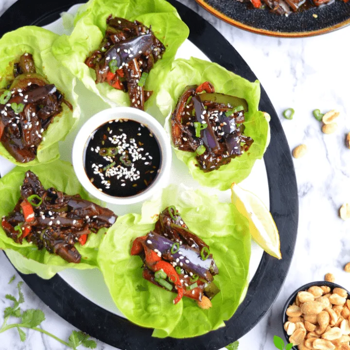 lettuce wraps , eggplant stir fry