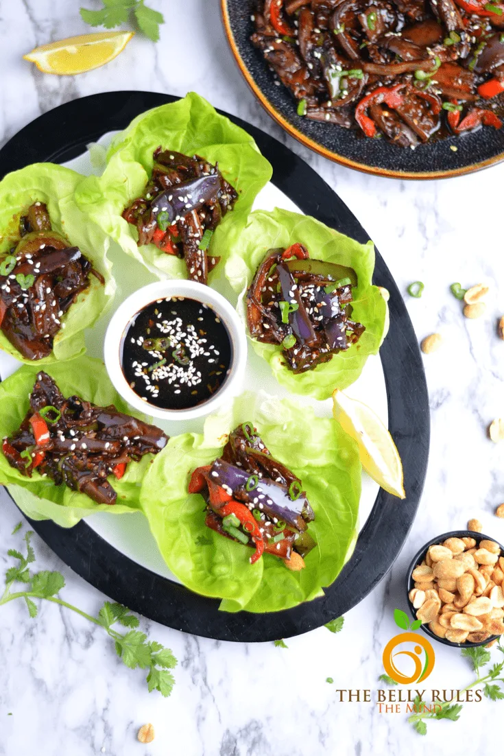 lettuce wraps , eggplant stir fry