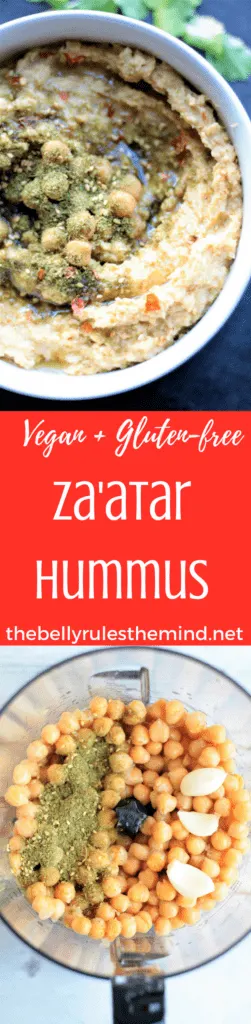 Za'atar Hummus!!! An unconventional way to enjoy Hummus, but lip-smackingly delicious. Instant flavors burst. Vegan. Gluten-Free. https://www.thebellyrulesthemind.net @bellyrulesdmind #hummus #za'atar #zaatar #spice #mix #vegan #glutenfree #snack #homemade #lowcaloric #dips #spreads