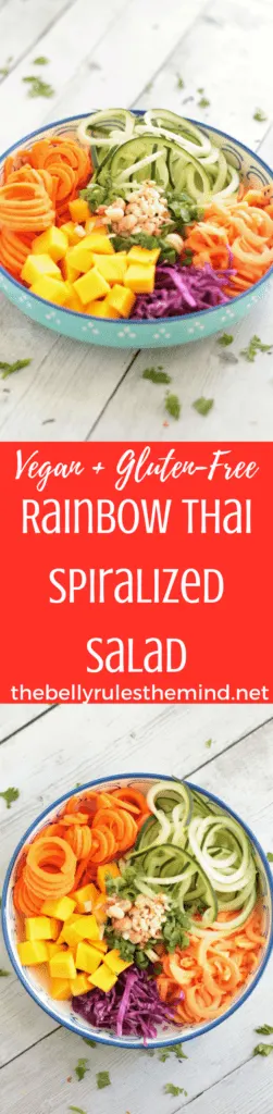 Rainbow Thai Spiralized Salad with Mango & Papaya & Vegetable Noodles