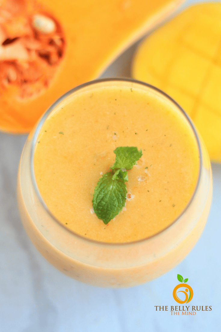 A Vegan Tropical Butternut Squash Smoothie loaded with fruits and vegetables yes, please!!! Healthy.Immune Boosting. Low-Fat. Vegan. Gluten-Free. Dairy -Free. Nut-Free. Sugar-Free. Delicious. Kid-friendly.