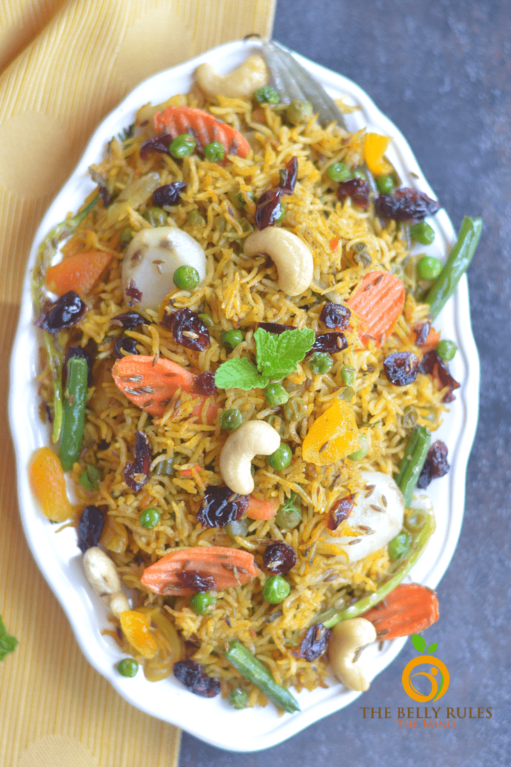 Instant Pot Vegetable Biryani Recipe (Video) TheBellyRulesTheMind