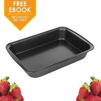 13 x 9” Rectangular Baking Pans Quick Release Bakeware Tray Brownie Loaf Pan with Nonstick Coating Round Edges Heatproof Stainless Steel for Beginners Professionals - eBook Included