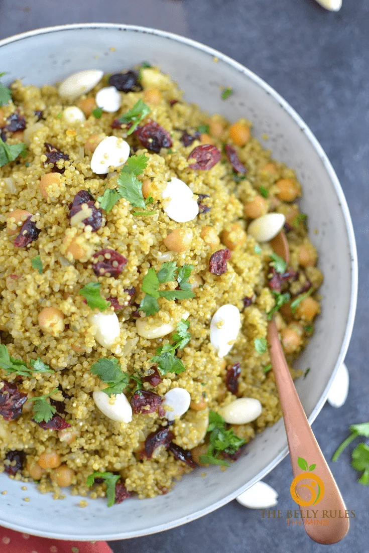 Instant Pot Curried Quinoa Pilaf Pulav The Belly Rules The Mind