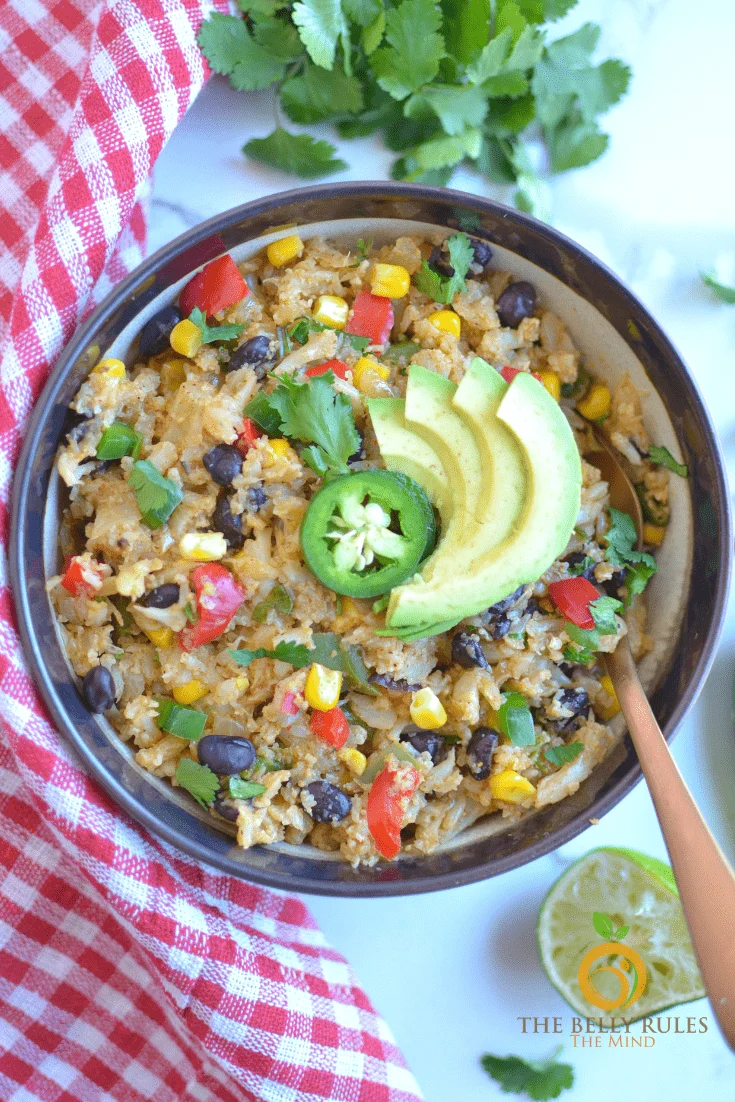 Instant Pot Mexican Cauliflower Rice Bowl The Belly Rules The Mind