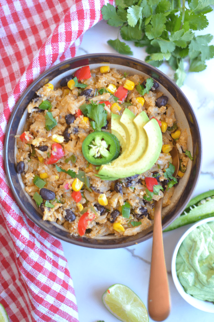 instant pot Mexican cauliflower rice bowl