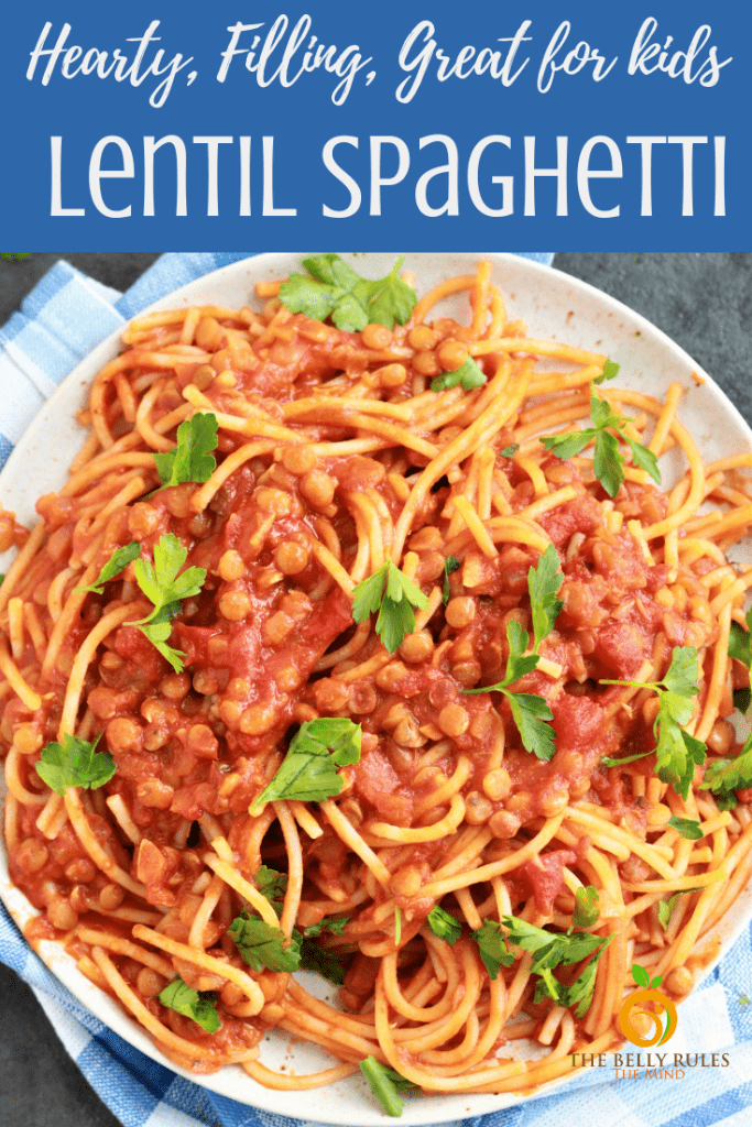 A bowl of Vegan Spaghetti made with Lentils in an Instant Pot