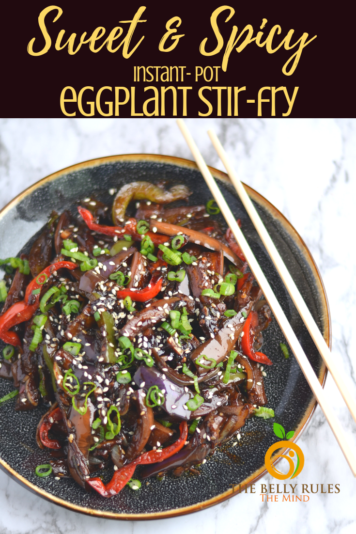sweet and spicy instant pot eggplant stir fry 