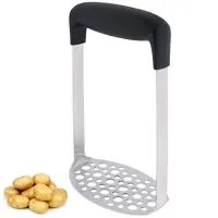Stainless Steel Potato Masher with Wide and Ergonomic Horizontal Handle for Smooth Mashed Potatoes,Vegetables and Fruits