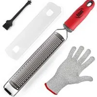 Zester & Cheese Grater - Lemon Zester - Parmesan Cheese, Citrus Fruits, Lemon&Lime, Cinnamon, Nutmeg, Ginger, Garlic, Coconut, Chocolate, Vegetables - Razor Sharp Stainless Steel Blade, Rust Free
