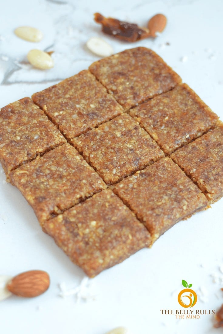 Sugar Free Homemade Almond & Dates Energy Bars