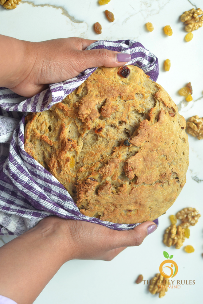 Whole Wheat Walnut Raisin Artisan Bread Recipe TheBellyRulesTheMind