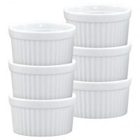 HIC Ramekins, Fine White Porcelain Souffle, 3-Inch, 4-Ounce Capacity, Set of 6