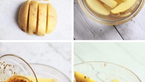 Crispy Air Fryer Potato Wedges Step by Step Recipe 1 Crispy Garlic Potato Wedges Air Fryer Recipe
