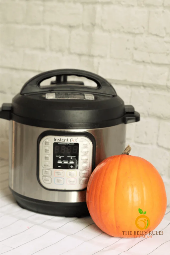 sugar pumpkin next to an instant pot