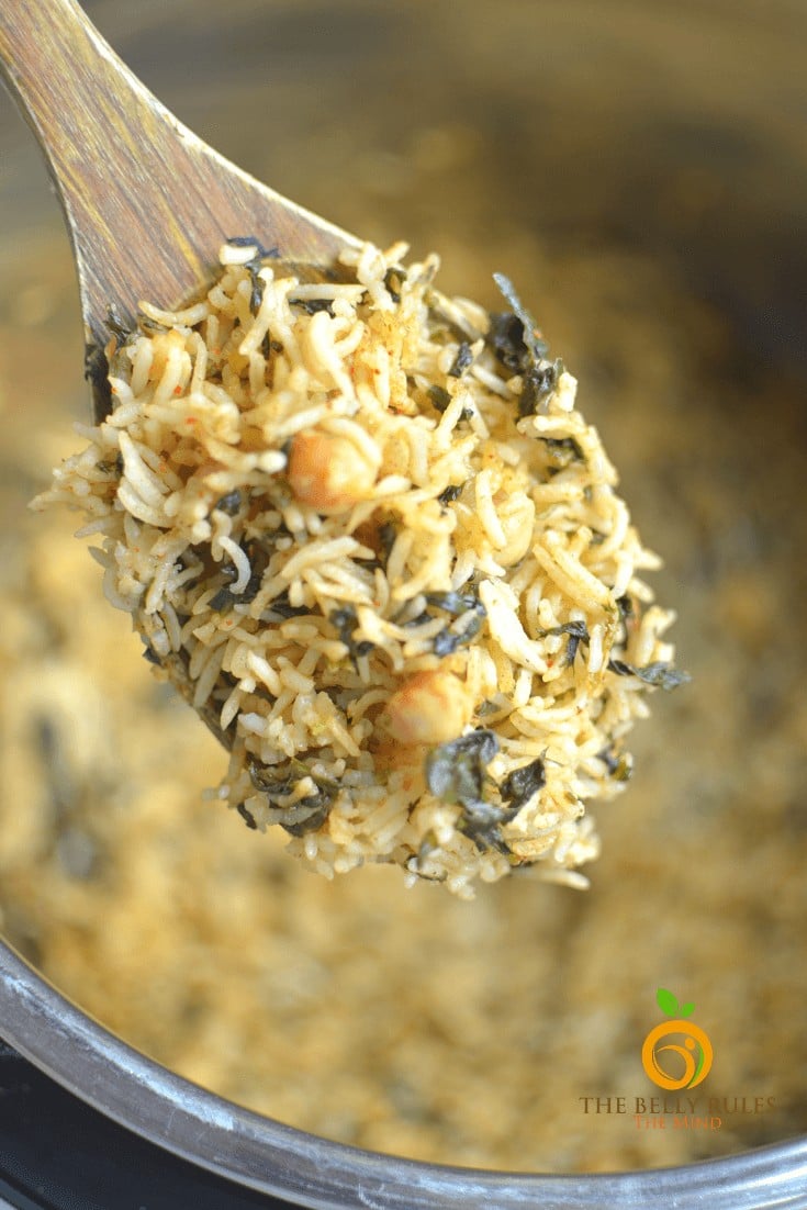 instant pot spinach rice/ Pulao