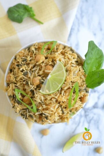 instant pot spinach rice/ Pulao