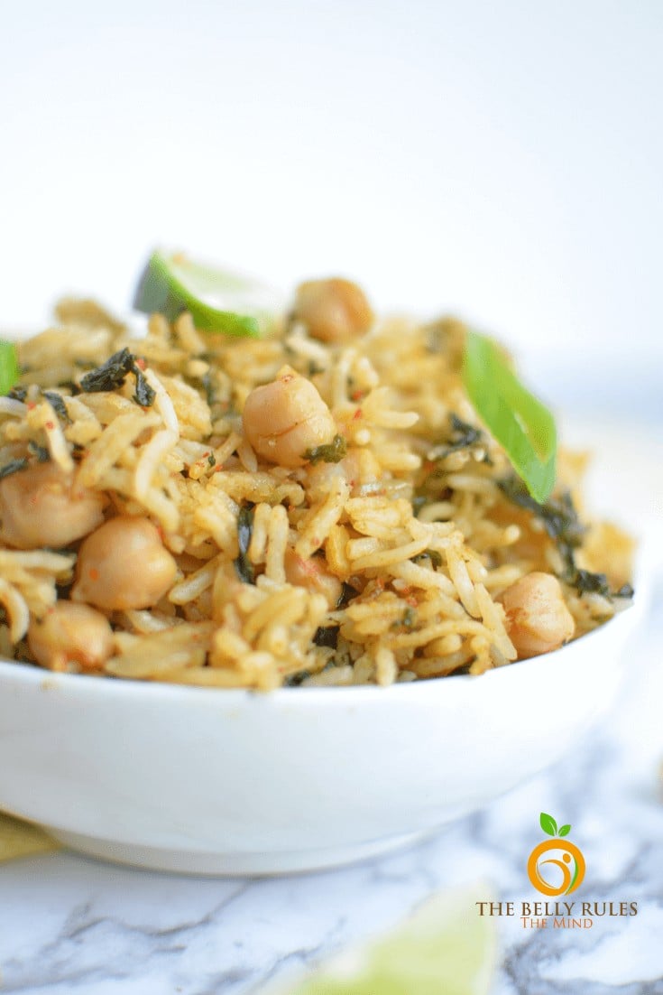 instant pot spinach rice/ Pulao