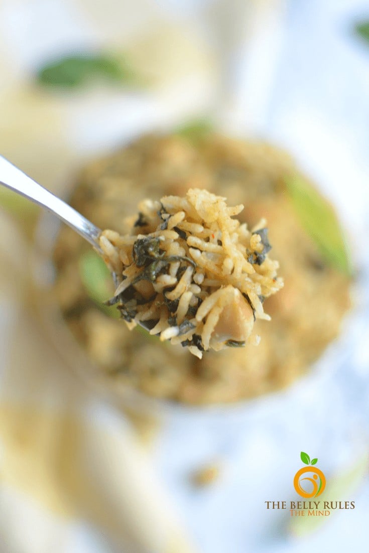 instant pot spinach rice/ Pulao