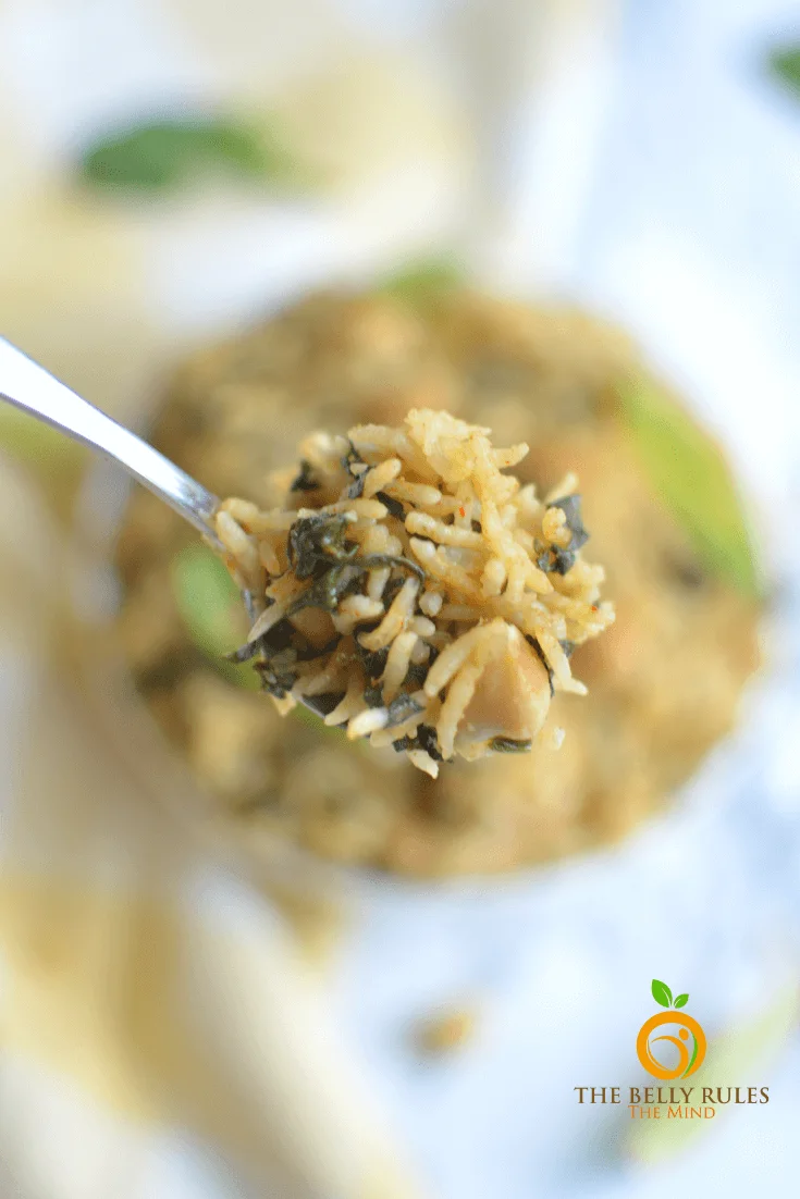 instant pot spinach rice/ Pulao