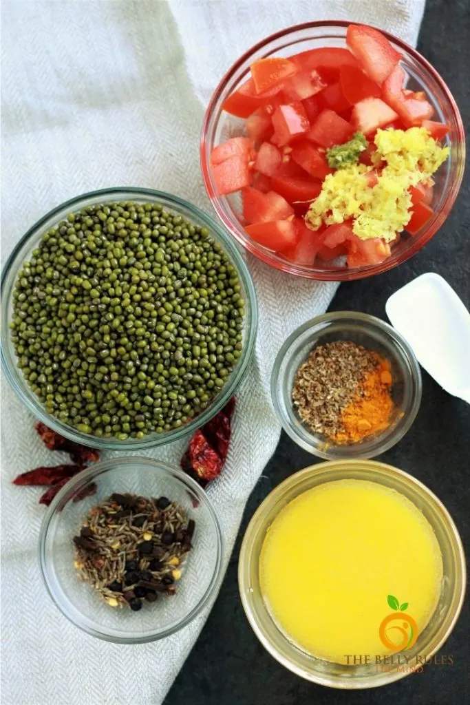 ingredients for green moong dal recipe