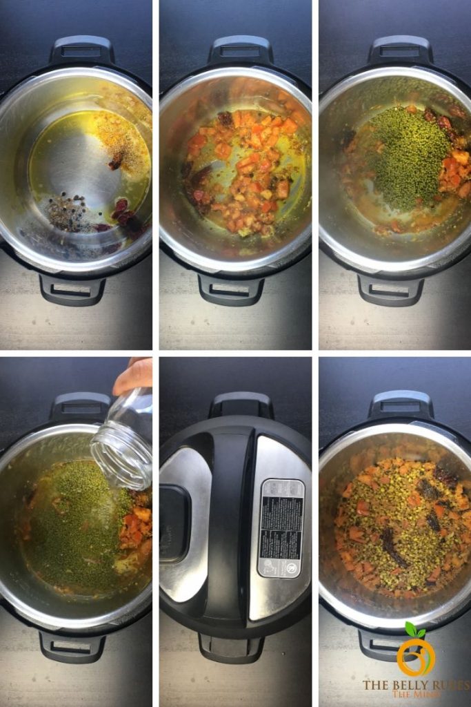 step by step intructions to make green moong dal in instant pot