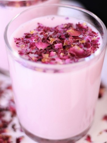 Rose Milk with homemade rose syrup