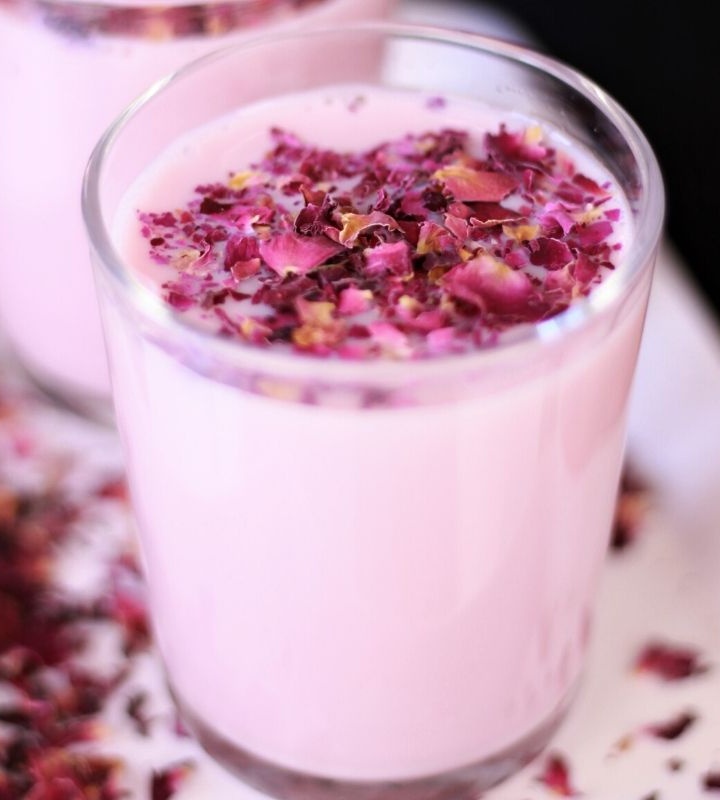 Rose Milk with homemade rose syrup