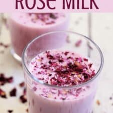 Rose Milk with Homemade Rose Syrup and Gulkand