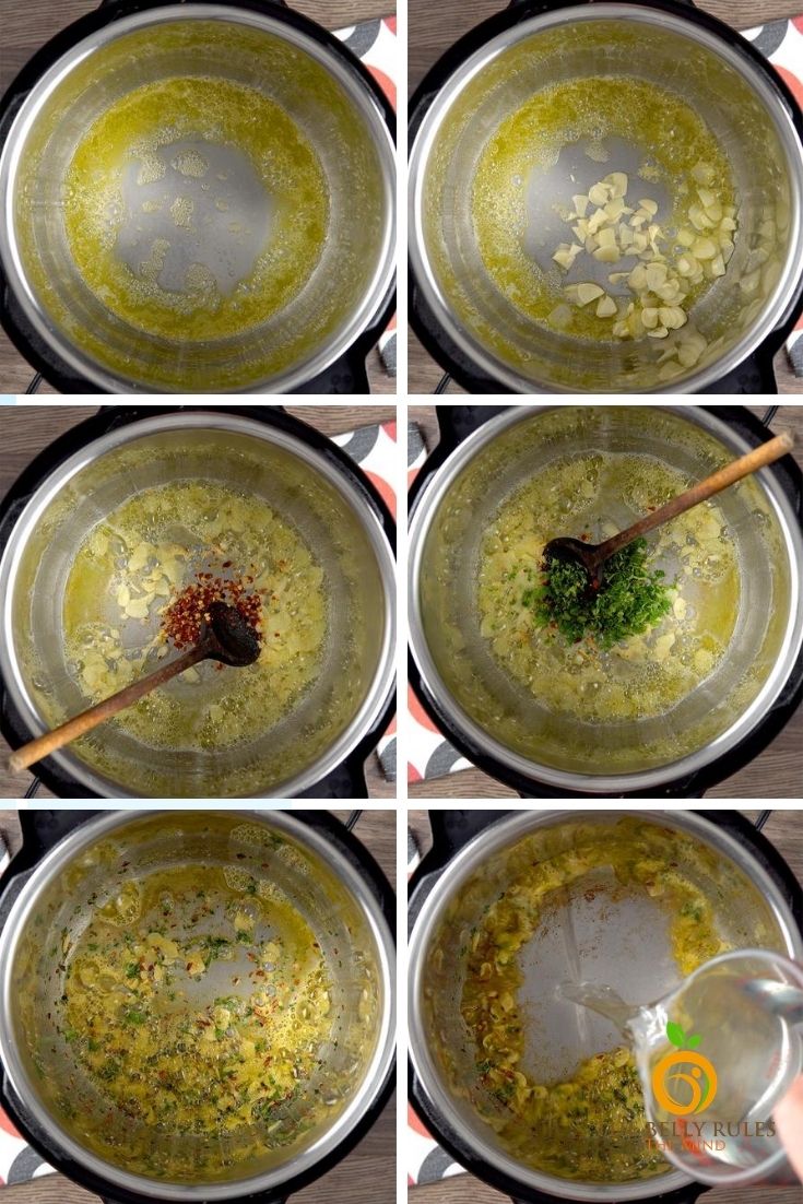 Spaghetti aglio - e -olio /step by step Instant pot Aglio -e - olio