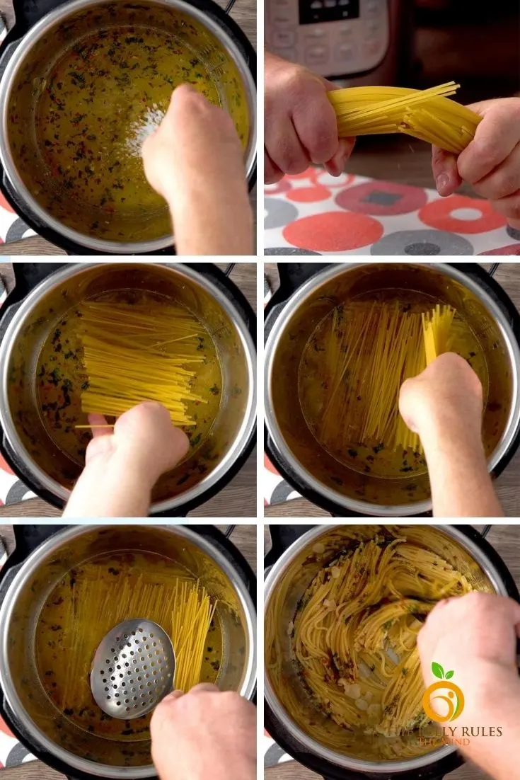 Spaghetti aglio - e -olio /step by step Instant pot Aglio -e - olio