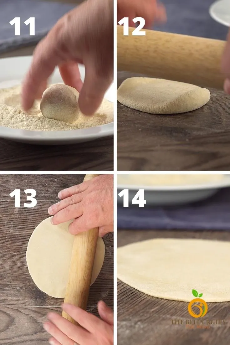 Rolling the roti dough
