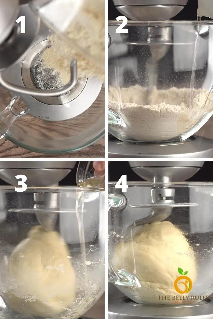kneading the roti dough