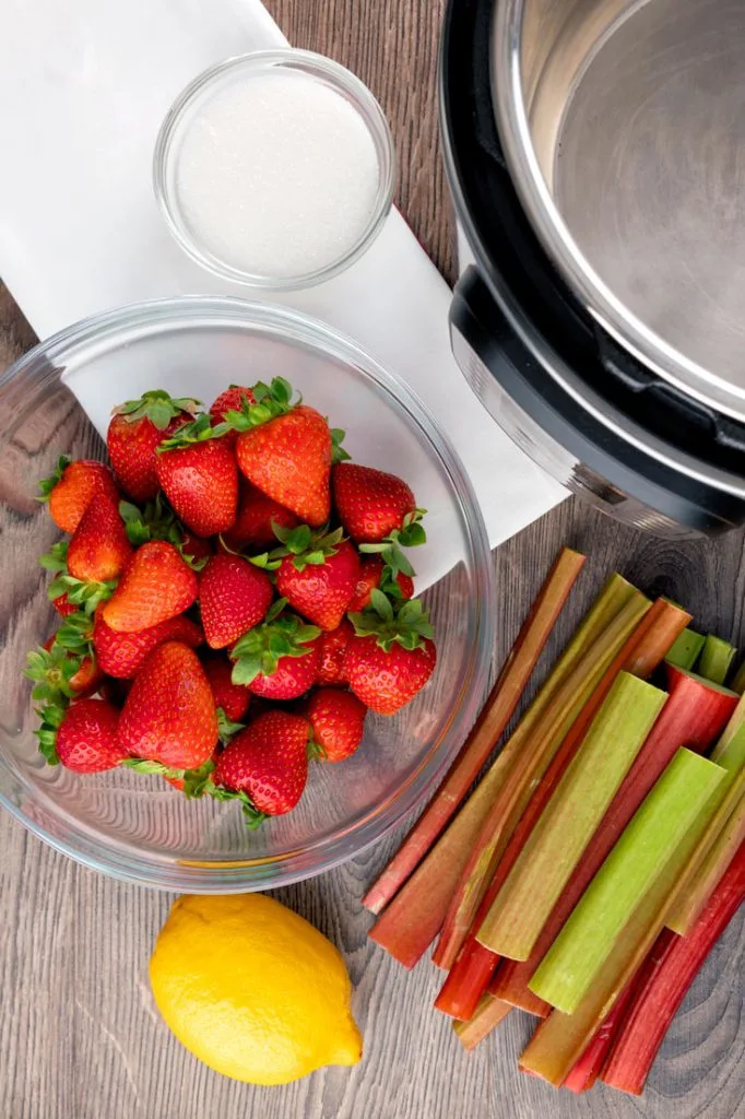 Ingredients to make Strawberry Rhubarb Jam Recipe