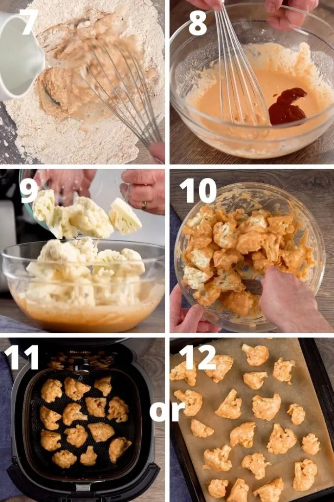 step by step instructions Air fryer buffalo cauliflower wings