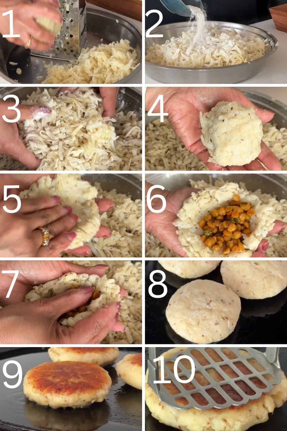Steps to make channa dal stuffed Aloo Tikki Chaat