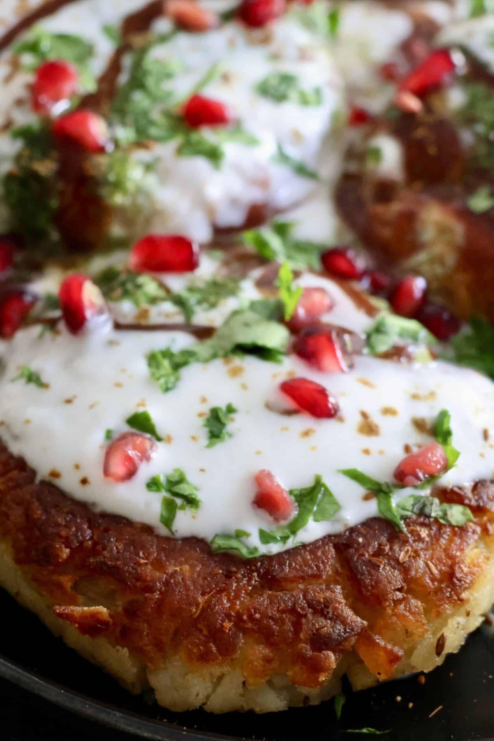 Crispy Aloo Tikkis with yogurt dressing