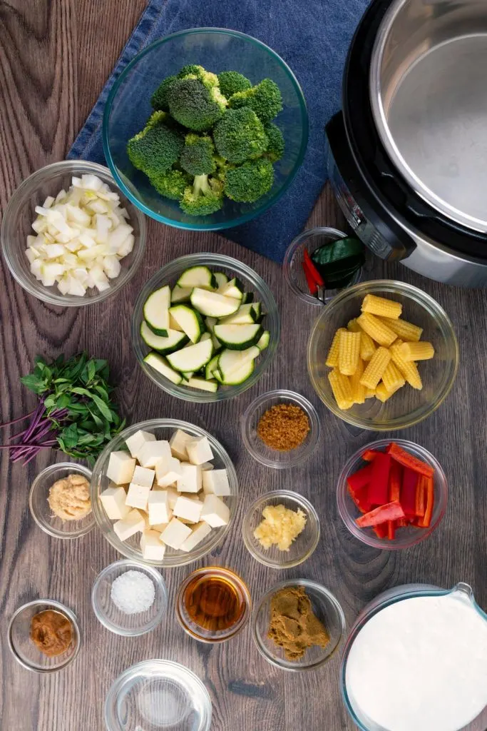 Ingredients to make authentic thai green curry