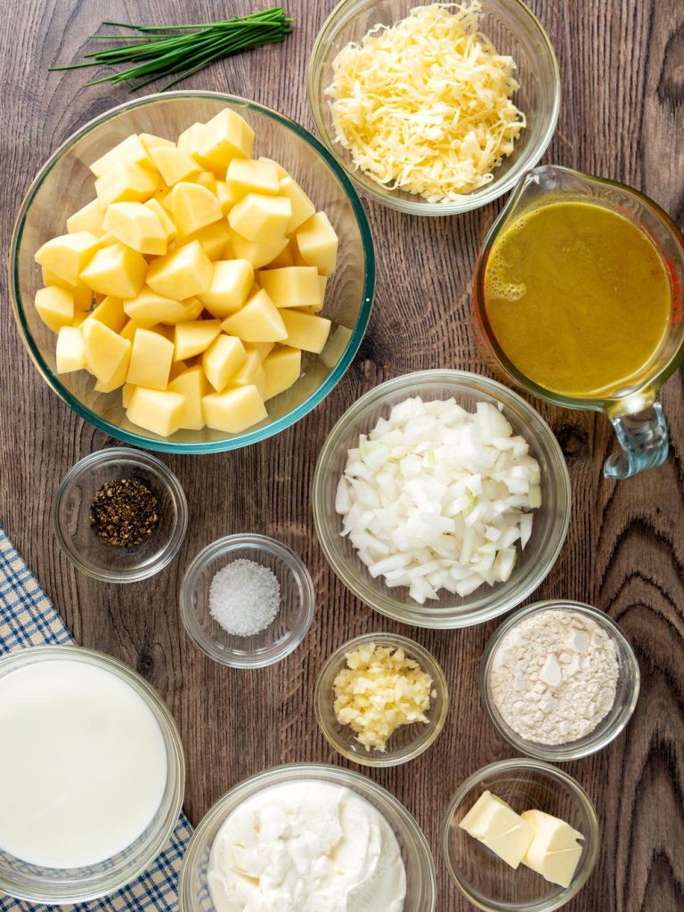 Ingredients to make Homemade Vegetarian Potato Soup