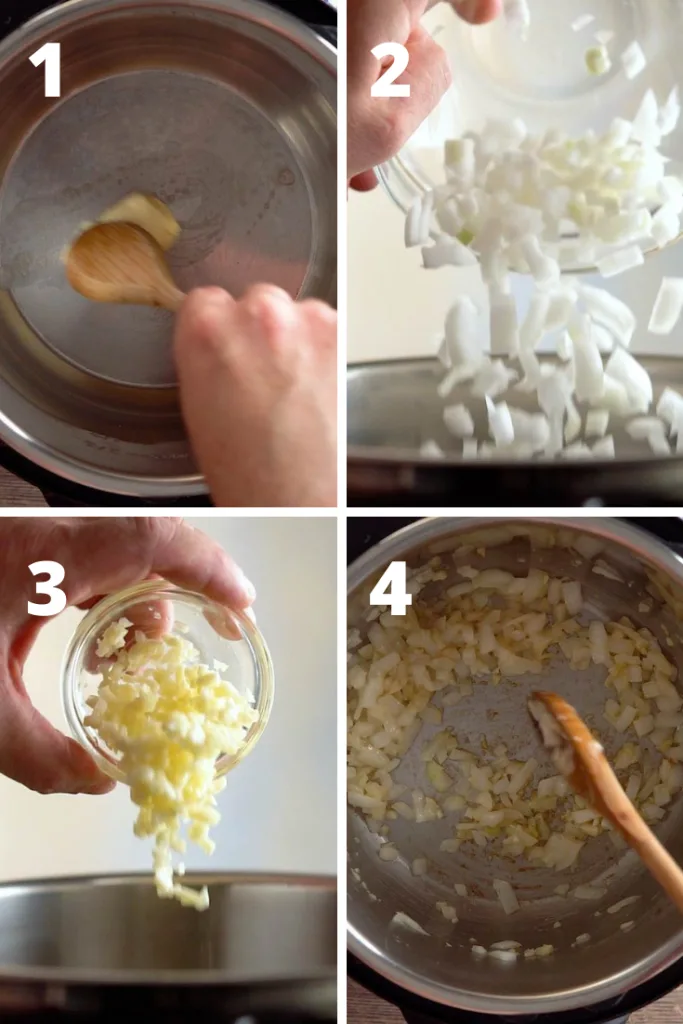 Step by step recipe to make homamde vegetarian potato soup in instant pot