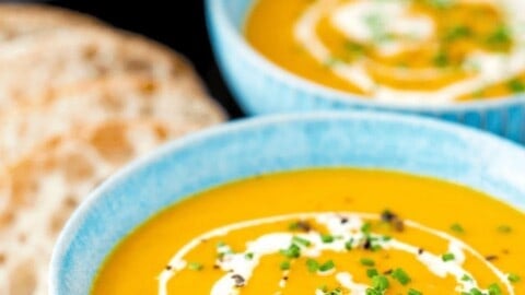 carrot and ginger soup in a bowl