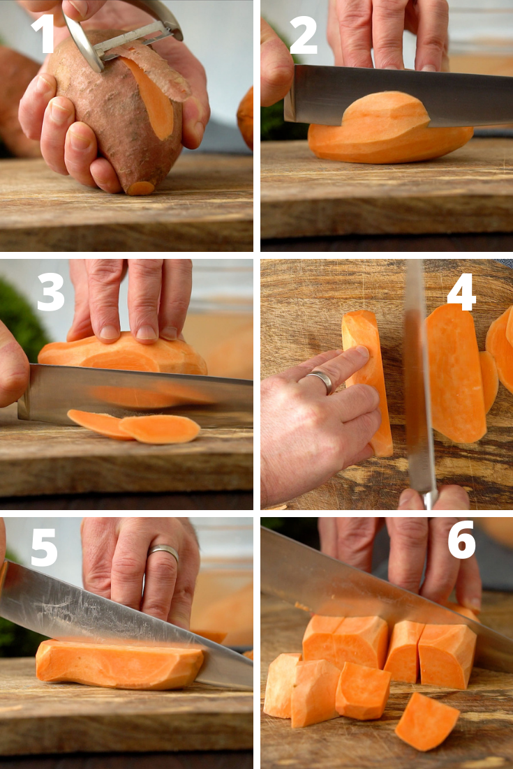 how to cut and peel sweet potato