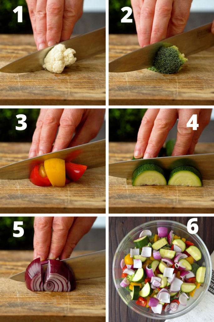 how to cut vegetables to make air fryer roasted vegetables