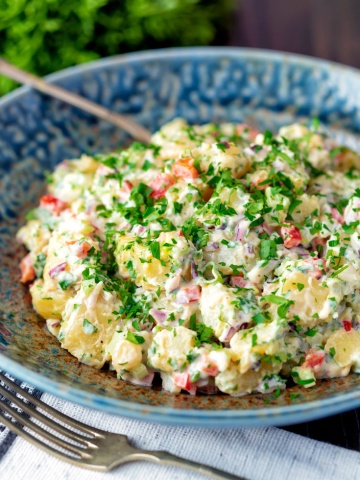 a bowl of potato salad