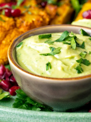 avocado cilantro crema in a bowl